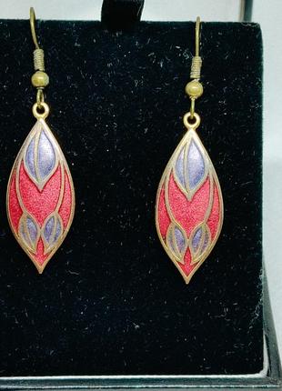 Винтажные серьги клуазоне эмаль маркированны celtic sea gems