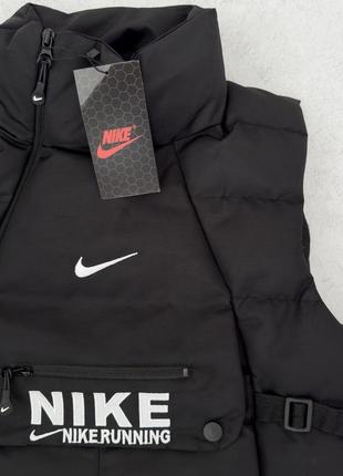 Жилет nike running чоловіча весняна осіння спортивна безрукавка найк чорна2 фото