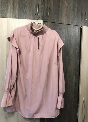 Блуза пудрового цвета , размер батал2 фото