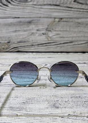 Солнцезащитные очки овальные, унисекс в серебристой металлической оправе  (без бренда)5 фото