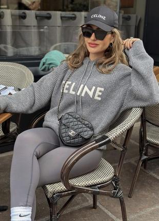 Сірий светр celine з написом