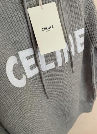 Серый свитер celine с надписью6 фото