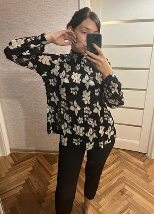 Блуза рубашка ichi ichi гофре в цветы1 фото
