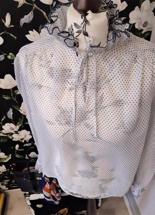 Классическая, элегантная блузка в горошек, стоячий воротник, изящная рубашка4 фото