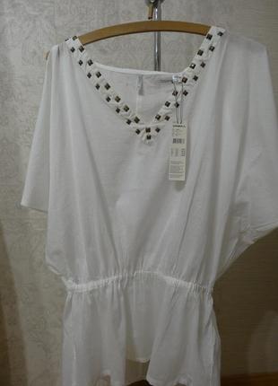 Блуза хлопковая  удлинённая с дырками   реглан5 фото
