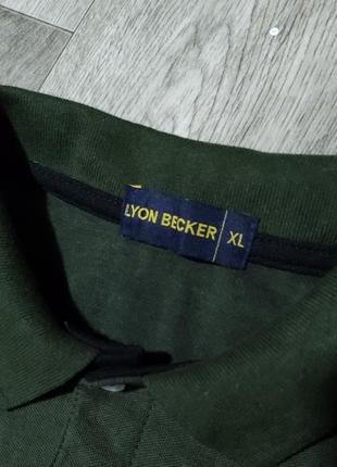 Мужская футболка хаки с воротником / поло / lyon becker / мужская одежда / чоловічий одяг /2 фото