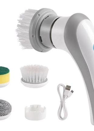 Щітка для миття посуду з насадками акумуляторна electric cleaning brush