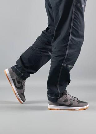 Мужские кожаные кроссовки nike sb dunk low dark grey серые спортивные кеды найк сб данк лов9 фото