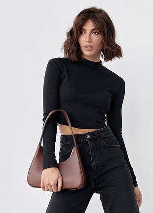 Чорний укорочений гольф із цупкого трикотажу