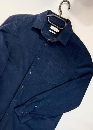 Вельветовая рубашка cyrillus paris /размер s-m/ котоновая рубашка / хлопковая рубашка / вельветовая рубашка / синяя рубашка /3