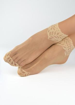Шкарпетки жіночі тонкі з мереживом   noviti sn-035 бежеві