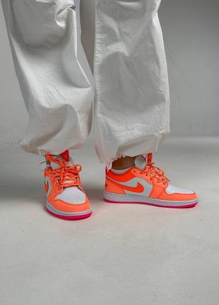 Кросівки nike  jordan 1 low utility crimson pluse total orange white2 фото