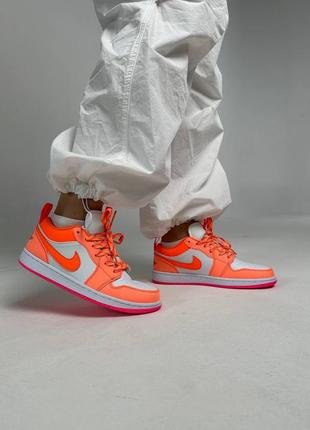 Кросівки nike  jordan 1 low utility crimson pluse total orange white1 фото