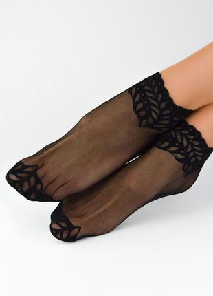 Шкарпетки жіночі тонкі з мереживом   noviti sn-035 чорні