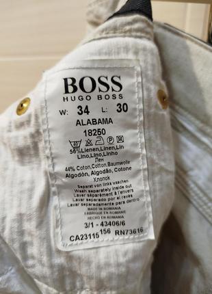 Hugo boss alabama mens beige straight linen pants size 345 фото