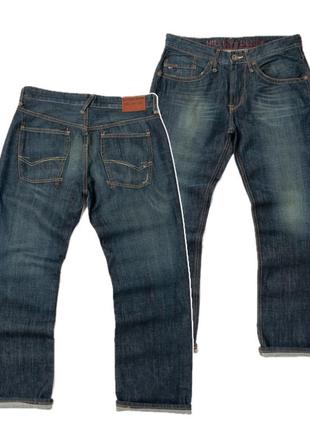Tommy hilfiger woody worn destructed dark blue jeans мужские джинсы