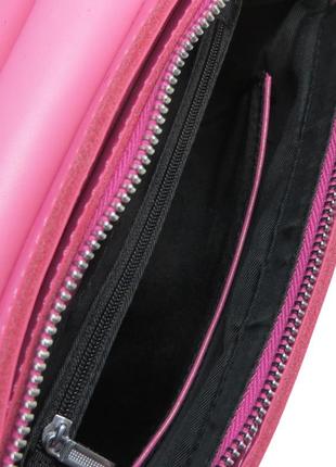 Женская сумка-кроссбоди с ремнем на плечо из натуральной кожи serena розовая с перламутром10 фото