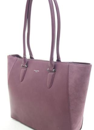 Женская деловая сумка из искусственной кожи с двумя длинными ручками david jones фиолетовая2 фото