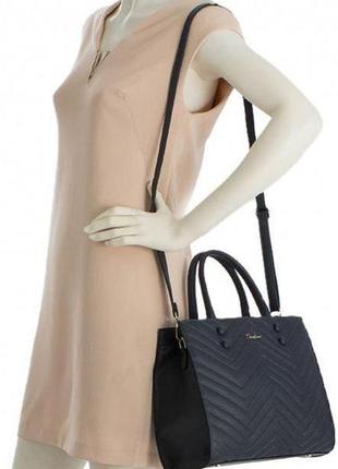 Женская деловая сумка из искусственной кожи с двумя ручками и ремешком david jones темно-красная6 фото