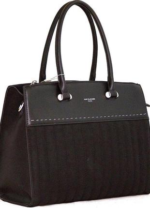 Женская деловая сумка из искусственной кожи с двумя ручками david jones черная2 фото