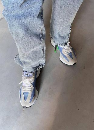 Женские кроссовки  new balance 327 white blue6 фото