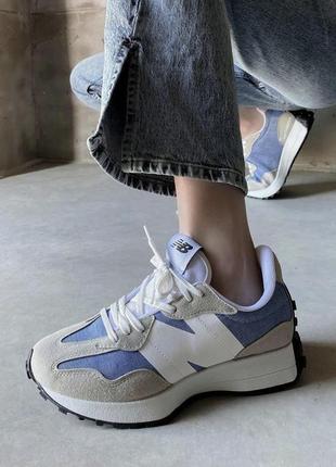 Женские кроссовки  new balance 327 white blue