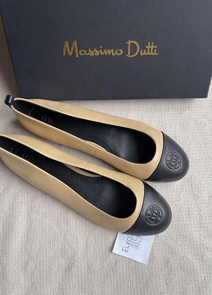 Балетки massimo dutti бежеві з чорним