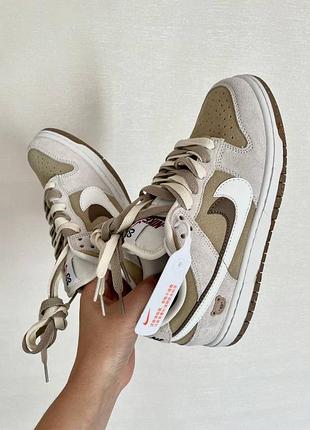 Кросівки nike sb dunk low se 85 double swoosh  grey/khaki bear