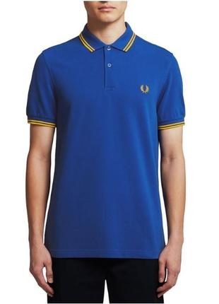 Поло, тенниска, батник fred perry twin tipped fred perry shirt in cobalt