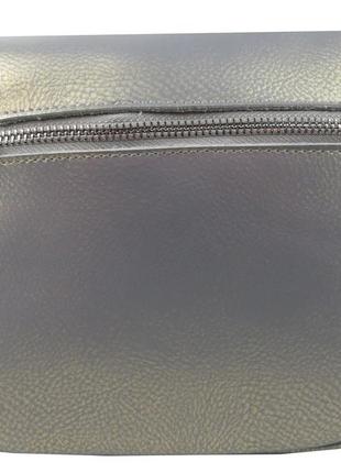 Кожаная женская сумка-кроссбоди с короткой ручкой и ремешком на плечо fashion instinct серебристая6 фото