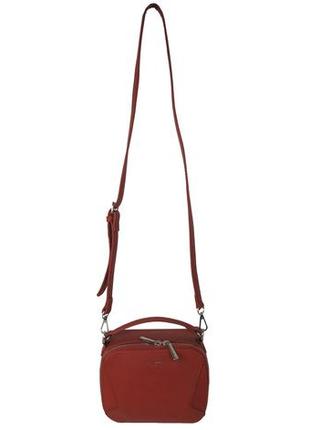 Невелика жіноча сумка-кросбоді зі штучної шкіри з ременем на плече david jones червона4 фото