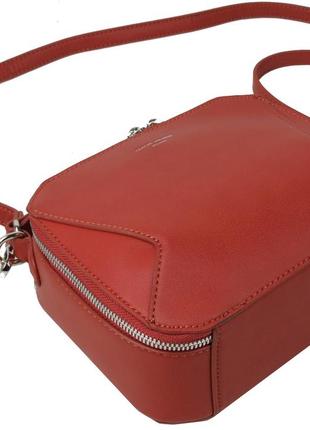 Невелика жіноча сумка-кросбоді зі штучної шкіри з ременем на плече david jones червона7 фото