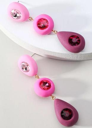 Розовые серьги с кристалликами в стиле zara