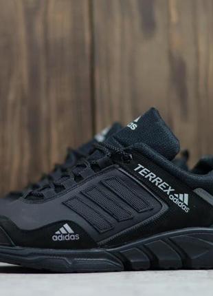 Мужские кожаные кроссовки черные adidas terrex кроссовки мужские адидас из натуральной кожи4 фото
