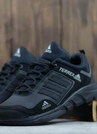 Мужские кожаные кроссовки черные adidas terrex кроссовки мужские адидас из натуральной кожи3 фото