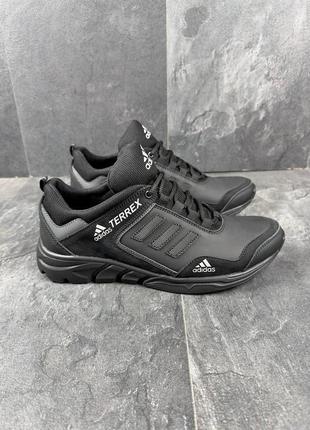 Мужские кожаные кроссовки черные adidas terrex кроссовки мужские адидас из натуральной кожи10 фото