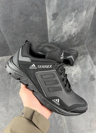 Мужские кожаные кроссовки черные adidas terrex кроссовки мужские адидас из натуральной кожи7 фото