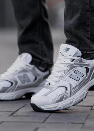 Кроссовки мужские легкие new balance 530 white стильные белые кожаные спортивные кросы нью баланс на лето3 фото