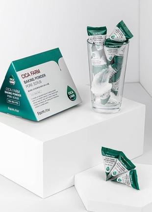 Очищающий скраб с центеллой азиатской farmstay cica farm baking powder pore scrub 7 мл.