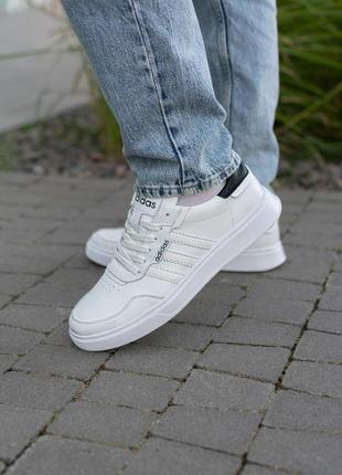 Мужские кожаные кеды белые adidas кроссовки мужские из натуральной кожи адидас7 фото