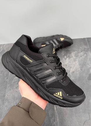 Мужские кожаные кроссовки adidas черные повседневные кроссовки адидас весна лето