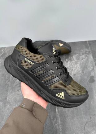 Чоловічі шкіряні кросівки adidas хакі повсякденні кросівки адідас весна літо