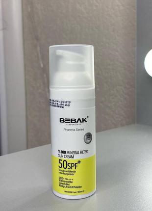 Солнцезащитный минеральный крем для лица spf 50+ bebak pharma, 50 мл