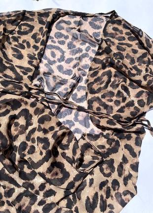 Жіноча пляжна літня туніка шифонова леопардова leopard printed накидка халат кімоно6 фото