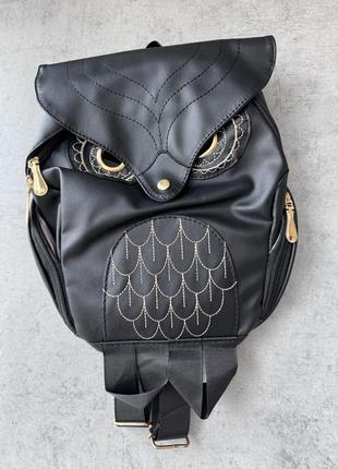 Чорний компактний рюкзак сова у вигляді сови
