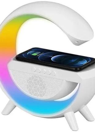 Настольная смарт лампа ночник bt2301 rgb g-smart light с беспроводной зарядкой и bluetooth колонкой