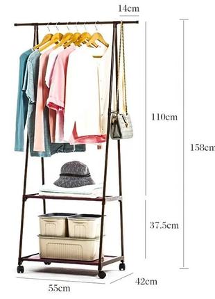 Универсальная прочная напольная передвижная вешалка для одежды coat rack traingular5 фото