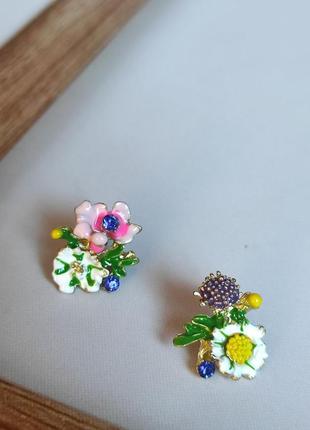 Шикарні сережки квіти з кераміки2 фото