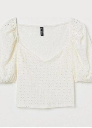 Топ блуза с рукавами молочный белый h&amp;m1 фото