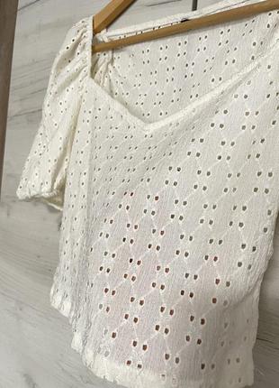 Топ блуза с рукавами молочный белый h&amp;m4 фото